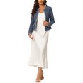 thumbnail image 2 of INSPIRE CHIC Costume d'Halloween pour Femme en Tweed à Carreaux, Ouvert à l'Avant, Blazer Court de Bureau Bleu Foncé m, 2 of 5