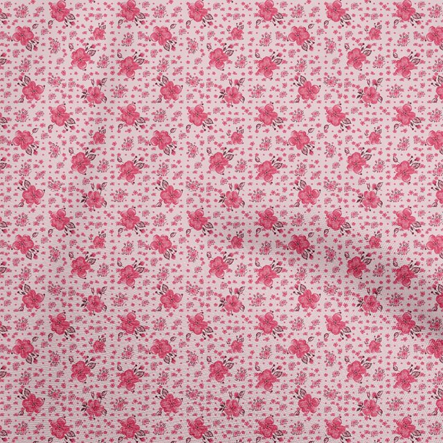 oneOone Polyester Spandex Pink Fabric Florals Craft Projects Decor Fabric Printed By The Yard 56 Inch Wide