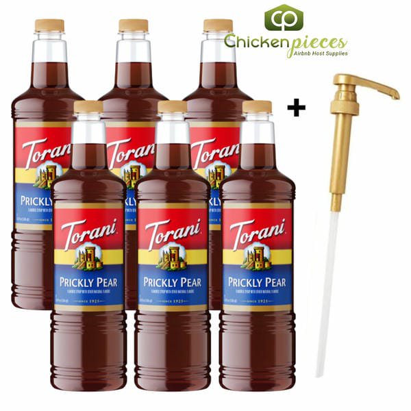 Torani Prickly Pear Flavoring Syrup, Professional Exotic Desert Fruit Base with Bonus Squeeze Pump, 1 Liter (33.8 fl oz)
