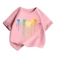 thumbnail image 3 of LUOGENLI T-Shirt pour Filles Enfant Filles Mignon Mode Imprimé Col Rond Manches Courtes Tee Été Décontracté Doux Ample T-Shirt Hauts Maxi Hauts avec Fente pour Filles 2-4 Ans, 3 of 5