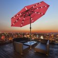 thumbnail image 2 of Yescom 9 Ft 3 Tier Patio Umbrella with 24 Solar LED Crank Tilt Button Aluminum UV70+ Home Red, 2 of 9