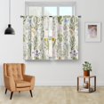 thumbnail image 2 of Flowers Floral Kitchen Curtains - Leaves Spring Botanical Small Short Tier Cafe Window Curtains for Bathroom Living RV Room Rod Pocket Window Drapes 24 Inch Length 2 Panels Set 28"x24", 2 of 5