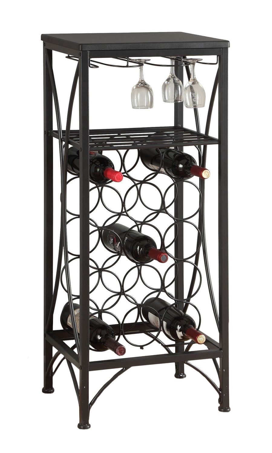 Monarch Specialties Home Bar, Wine Rack, Metal, Black, Black, Transitional