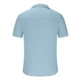 thumbnail image 4 of EOYWHK Mens Cotton Linen Shirts Short Sleeve Summer Ribbed Knit Button Down Cardigan Solid Color Collared Lapel Office Blouse Workwear Beachwear, 4 of 5