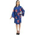 thumbnail image 4 of Bimba Cotton Poplin Floral Print Bridesmaid Sleepwear Kimono Robe With Belt - 8, 4 of 5