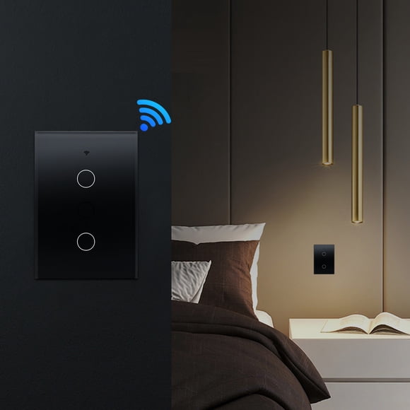 EGNMCR Smart Switc-h,Smart Wi-Fi Light Wall Switc-h,2.4GHz Wi-Fi Tou-ch Switches,Fit For US Wall Switches, 2 Gang, Gift