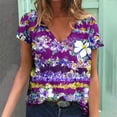 thumbnail image 1 of T-Shirts d'Été pour Femmes Grande Taille à Manches Courtes Femmes Blouse Imprimée d'Été T-Shirts Décontractés à Col en V T-Shirts à Manches Courtes Hauts T-Shirt à Col en V Femmes en Liquidation, 1 of 5