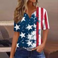 thumbnail image 2 of KIHOUT Women's Independence Day Printed T-Shirt Button Up Short Sleeved V-Neck Tops Navy XL, 2 of 5