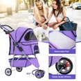 thumbnail image 4 of FDW 3-Wheel Folding Pet Stroller Travel Carrier for Cats & Dogs, Model T13, Purple, 4 of 7