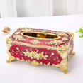 thumbnail image 2 of veasfak Chic Flower Tissue Case Box Toilet Paper Holder Car Bathroom Kitchen Towel Paper A-Red Golden, 2 of 3
