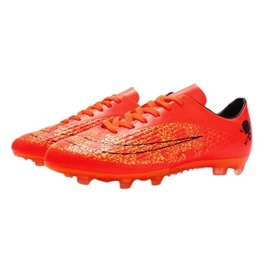 iFANS Chaussures de Soccer pour Hommes Athlétiques Extérieur/intérieur Crampons Garçons Bottes de Soccer Chaussures Orange