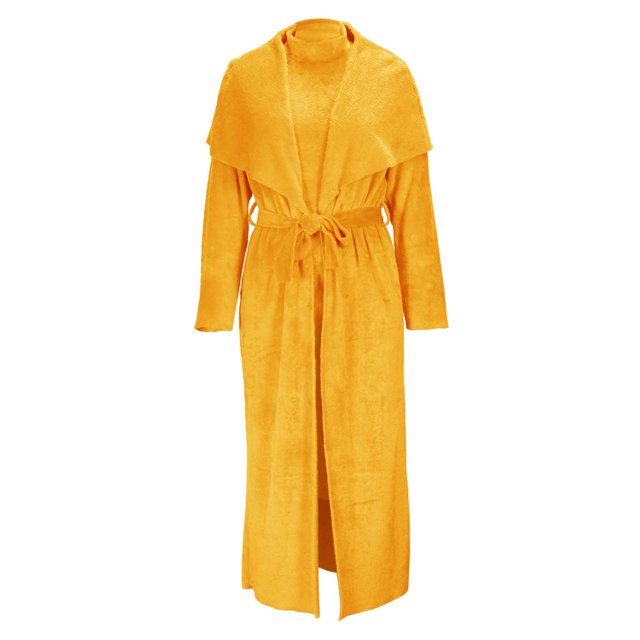 Pompotops Manteau une Pièce pour Femme, Deux Façons de Porter, Robe Cardigan Ajustée Réversible en Velours, Manteau Long Ample, Ensemble Deux Pièces + Ceinture en Solde