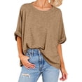 thumbnail image 2 of Plebaso T-Shirts Surdimensionnés pour Femmes Manches Courtes Col Rond T-Shirts d'Été Décontractés Amples Blouses 2025, 2 of 7