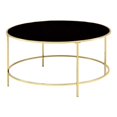 thumbnail image 1 of Bowery Hill Table Basse Ronde Contemporaine avec Dessus en Verre Trempé et Base en Acier, Laiton, 1 of 5