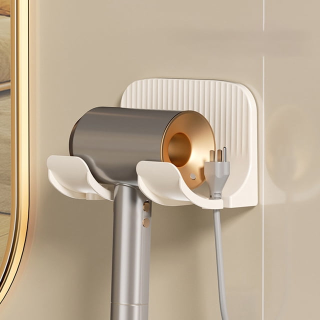 Boovnll Support de Séchoir à Cheveux Sans Perçage pour Salle de Bain Support de Rangement pour Séchoir à Cheveux Support Mural pour Séchoir à Cheveux Étanche et Résistant à l'Humidité avec Autocollant Sans Traces