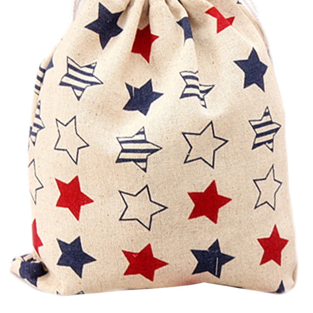 pitrice Cotton Blend Linen Home Storage Travel Use Printing Bag with the Drawstring