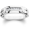 thumbnail image 1 of 1/4ct Channel Set Diamond Ring 14K White Gold Mens Wedding Band, 1 of 2