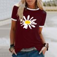 thumbnail image 2 of Pompotops Mode Femmes T-Shirt Imprimé Col Rond Manches Courtes Tee Décontracté Blouse, 2 of 4