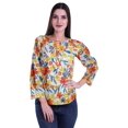 thumbnail image 2 of Moomaya Haut à Manches Longues Imprimé avec Patte de Boutonnage, Col Rond, Tunique d'Été Décontractée pour Femme, 2 of 5