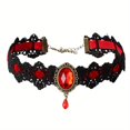 thumbnail image 3 of Black Lace Gothic Collar Vampire Collar Pendant Chain Rhinestone Punk Halloween Costume Jewelry, 3 of 5