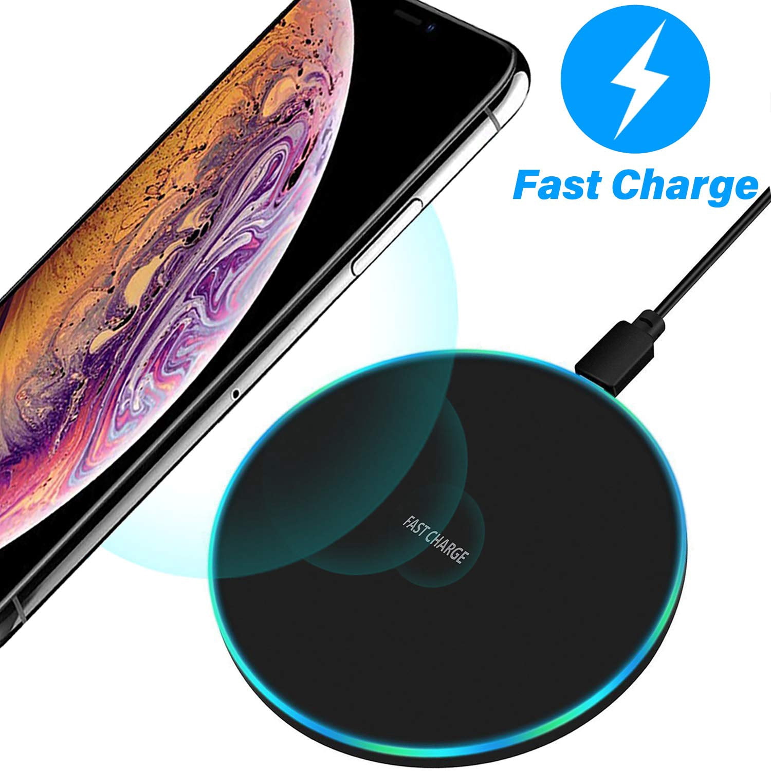 Wireless Charger, 15W Max Fast Wireless Charging Pad - Ultra Slim, User-Friendly Design - Compatible with All Qi-enabled Android and IOS phones - Black
