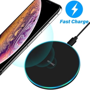 Chargeur sans fil, 15W Max Pad de recharge sans fil rapide - Ultra Slim, design convivial - Compatible avec tous les Android compatibles Qi et IOS téléphones - noir