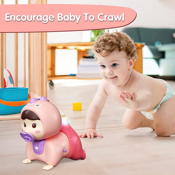 PENGXIANG Jouets de Rampement pour Bébé Jouets pour Bébé Fille de 6 Mois Jouets pour Bébé de 6 à 12 Mois Musique et Lumière Jouets pour Nourrisson Jouets pour le Temps sur le Ventre pour Fille de 1 An
