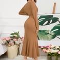 thumbnail image 4 of UPPADA Robe de Cocktail pour Femmes à Manches Longues Robe d'Invitée de Mariage Fente Latérale Jolie Robe Formelle Évasée Taille Haute Robe de Fête Robe de Bal Robe de Cocktail Offre Éclair, 4 of 8