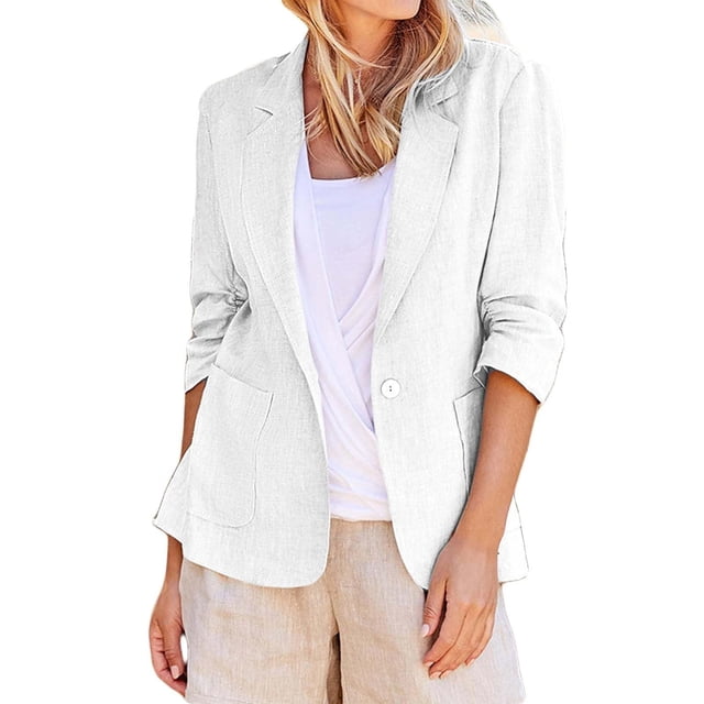 CEHVOM Mode Femmes Col Rabattu Manches 3/4 Manteau Décontracté Cardigan Blouse Liquidation