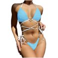 thumbnail image 1 of Qertyioot Women Bandeau Bandage Bikini Set Love Drawstring, 1 of 6