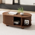 thumbnail image 1 of Noble House Oval Coffee Table with 2 Sliding Doors,Wood, 1 of 8