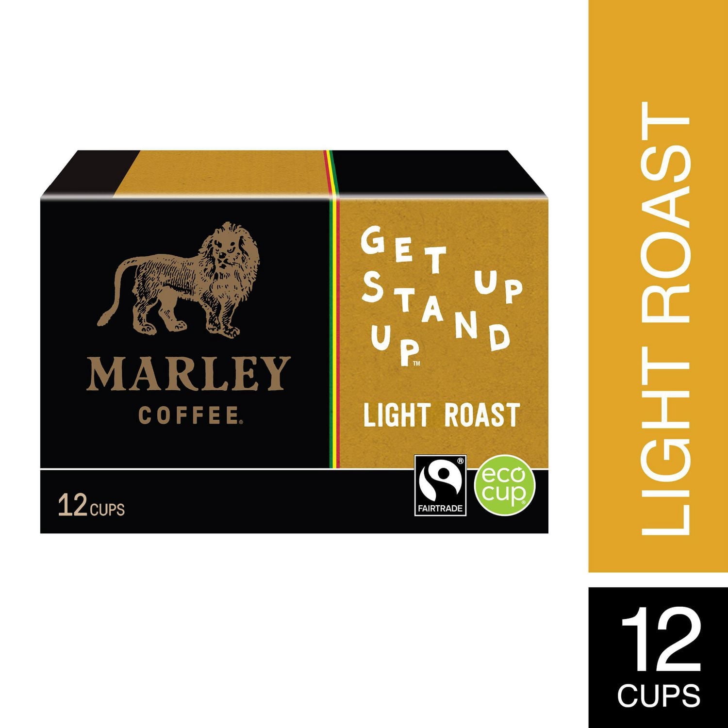 Marley Coffee Get Up Stand Up, Light Roast, Single Serve K-Cup Compatible Capsules, 12 Capsules
