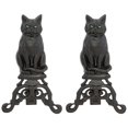 thumbnail image 1 of Uniflame Black Cast Iron Cat Andirons With Reflective Glass Eyes, 1 of 1