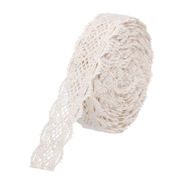 Unique Bargains Lace Trim Ribbon 10 Yards 0.59 Inch Cotton Elastic Trim for Craft,Gift Wrappers,Headbands,Beige Style 21