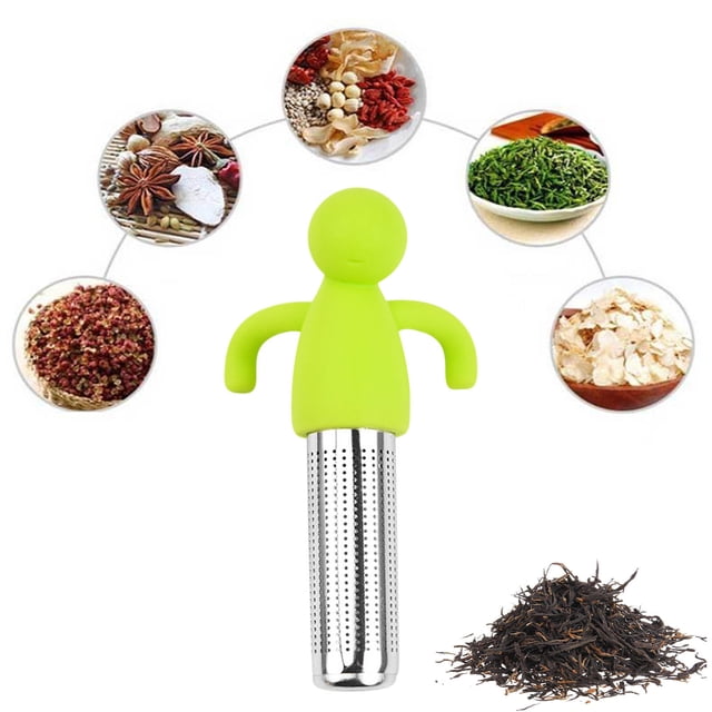 JWshufel Machine à Filtre à Thé Suspendue à Double Oreille en Acier Inoxydable, Facile à Nettoyer, Infuseur en Maille Résistant à la Rouille, Tasses Illimitées, Outil d'Infusion en Forme Humaine pour un Thé Rapide et Sans Scories