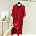 thumbnail image 2 of FAIWAD Robe Tunique pour Femme Grande Taille Décontractée à Manches Courtes, Robe T-Shirt Ample avec Fente Latérale, Robes Midi Amples, 2 of 3