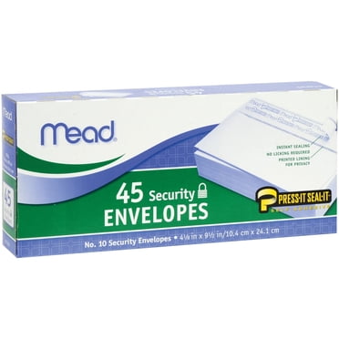 Mead Enveloppes Pelables et Autocollantes en Boîte 4,125 Pouces X 9,5 Pouces 45/paquet - Sécurité No 10