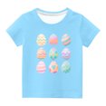 thumbnail image 1 of Penkiiy T-Shirts de Pâques pour Enfants Garçons Filles Mode Œufs de Pâques Imprimé Col Rond Manches Courtes 7 Ans Bleu, 1 of 4