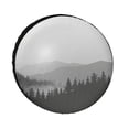 thumbnail image 1 of Housse de Pneu de Rechange de Camping 15 Pouces Arbres et Montagnes dans un Paysage Brumeux Protecteurs de Roues Résistant aux Intempéries Milieu du Siècle Abstrait Soleil Montagne Nature pour Campeur Remorque Camion VUS Universel, 1 of 8