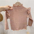 thumbnail image 2 of Posijego Girls Mock Turtleneck Sweater Ruffle Long Sleeve Ribbed Knit Basic Blouses for Shirt Little Girls, 2 of 3