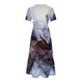 thumbnail image 3 of Pisexur Robes d'Été de Plage pour Femmes Décontractées à Fleurs à Manches Courtes Boho Robe Maxi à Fleurs Col Ras du Cou Smockée à Étages Fluide Longues Robes, 3 of 4