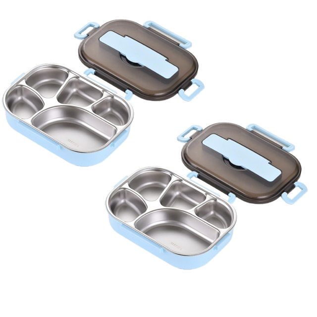 Boîtes à Collation pour Enfants pour l'École Boîte à Lunch pour Adultes Contenant à Lunch avec Compartiments Boîte à Lunch en Acier Inoxydable Chauffe-Nourriture Boîte Réutilisable Chauffe-Nourriture pour Réchauffer les Aliments Boîte à Lunch pour le Travail pour Hommes Femmes Bleu