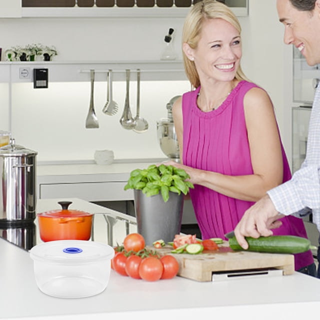 Boîte Bento Ronde, Contenant Alimentaire en Plastique Transparent, Compatible Réfrigérateur et Micro-Ondes, Conception Empilable, Couvercle Étanche avec Évent