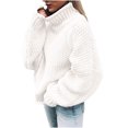 thumbnail image 2 of EGNMCR Chandail à Col Montant pour Femmes, Chandail pour Femmes Hauts Décontractés Unis pour Femmes Tricot Manches Longues Chandail à Enfiler Femmes Chandail, 2 of 5