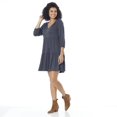thumbnail image 3 of IVY Women's 3/4 Sleeve Solid Colored Dress w/ Smocked Shoulders, 3 of 6