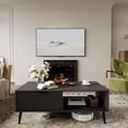 thumbnail image 2 of Coffee Table with Storage,41.34" Modern Tea Table with Sliding Wave Doors, 2-Tier Wooden Center Table for Living Room, Office & Outdoor Use, 2 of 7