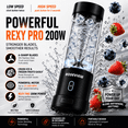 thumbnail image 2 of Portable Smoothie blender ROSEVIEW Glass bottle USB rechargeable 200W Power 15Oz mini Handheld Ice Shakes Cup blend juicer Cordless blender Personal smoothies maker Fruit mixer, 2 of 8
