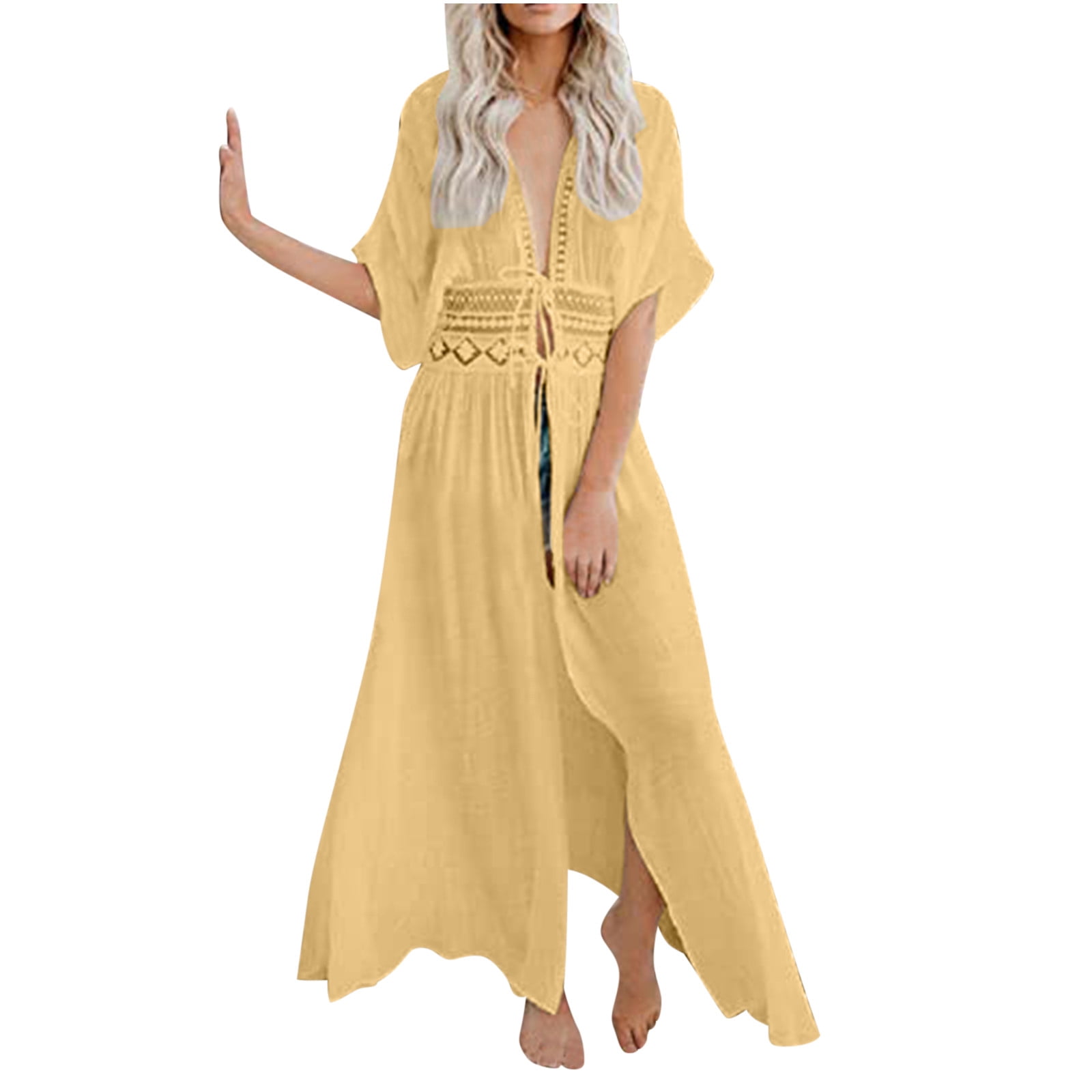 Sorties de Plage pour Maillots de Bain Mode Décontractée pour Femmes Printemps et Été Ajourées Plage Style Long Sorties de Plage Maillots de Bain pour Femmes Sorties de Plage en Liquidation
