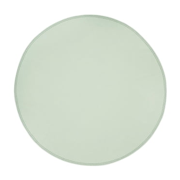 Beautiful Home by Drew Barrymore Solid Double Pop Stich Hem Fabric Tablecloth, Sage Green, 70" Round