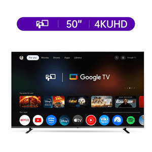 FPD 50-inch Intelligent TV, 4K UHD LED Télévision avec Google TV, Google Cast intégré, Dolby Atmos, Dol By Audio, HDR10, MEMC, Télécommande vocale de l'assistant Google